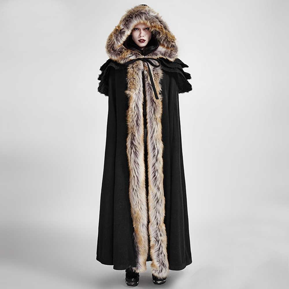 Punk Rave - Foxa Cloak Cape/Mantel/Poncho - Zwart